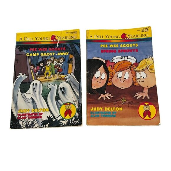 Lot 2 Vintage Peewee Scouts Paperback Books, 80s Camp Ghost Away, Spring Sprouts - Picture 1 of 5